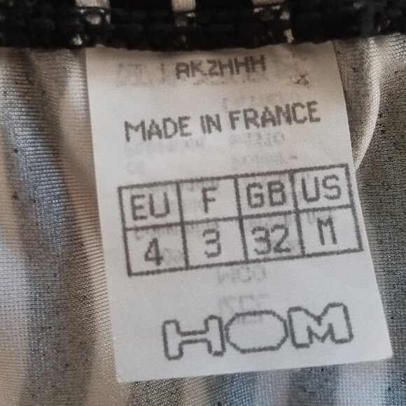 RARE VINTAGE 1" HOM SWIM BRIEF, SIZE 32", BLACK / WHITE STRIPES (*) (Pre-Owned) - Picture 3 of 7